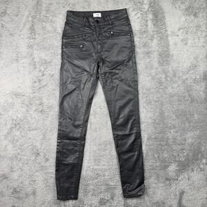 M1858 New York Teigan Skinny Jeans Coated Black Moto Style Zip Pockets Sz 4/27
